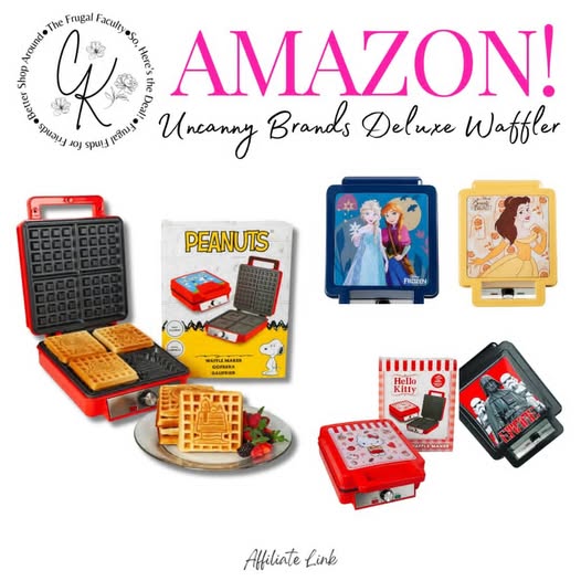 Uncanny Brands Peanuts Deluxe Waffler - Peanuts Iconic Characters and Symbols on Your Waffles